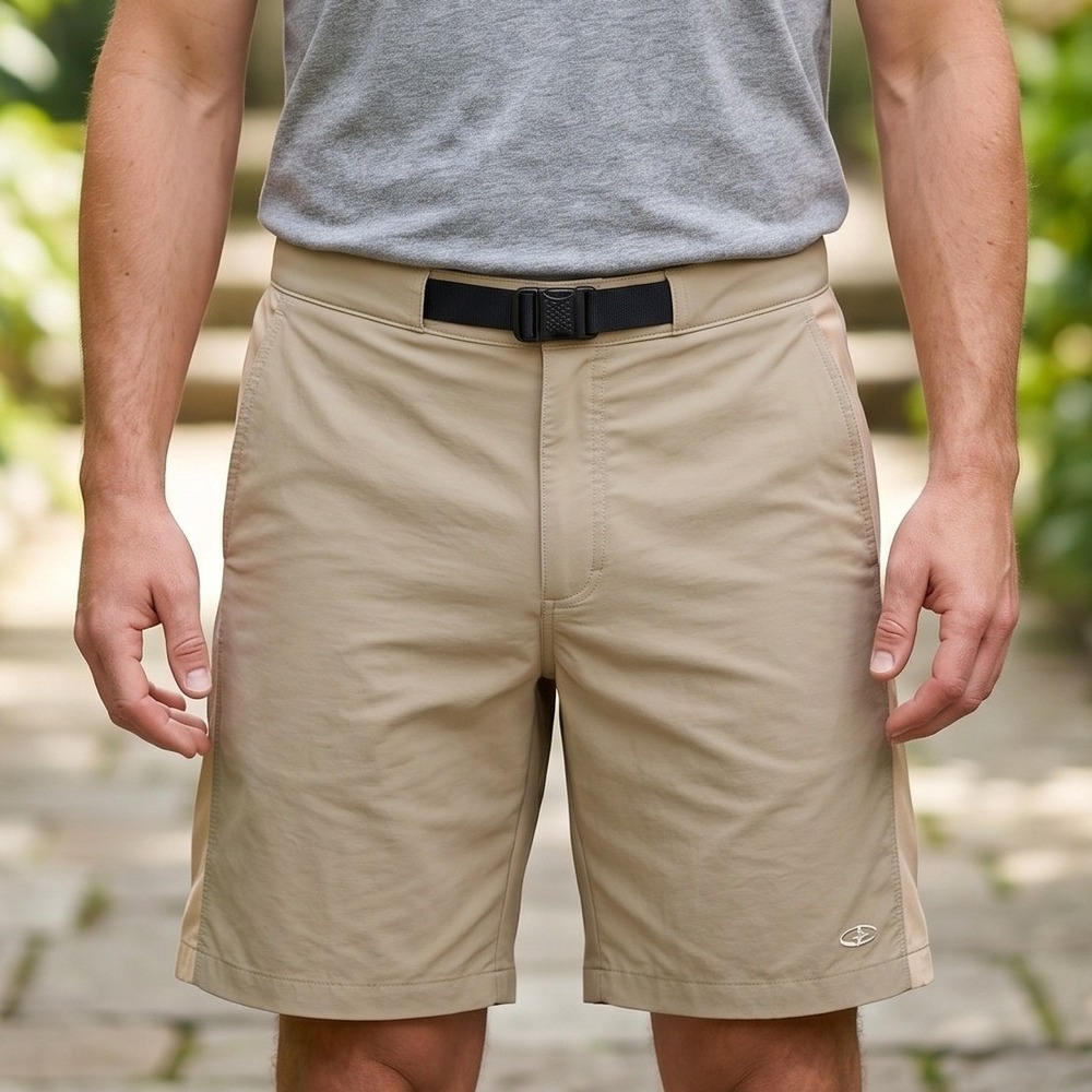 C9 by Champion Mens‎ Tan Hiking Shorts Integrated Belt Khaki Nylon L 9 Inseam